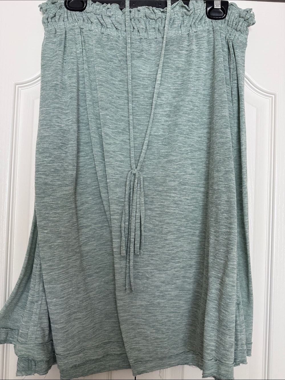 Soft Sage Strapless Dress with side pockets and raw edge hem. Straps optional